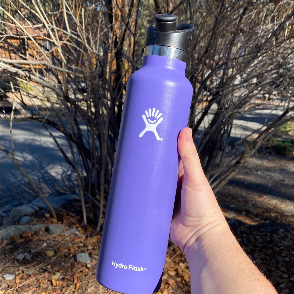 Purple 24 Oz Hydroflask Standard Mouth Insulated Water bottle with sport cap